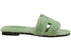 Hermes Oran Sandal Vert D'eau Woolskin