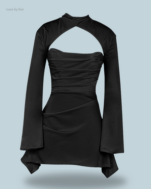 HOUSE OF CB Toira Black Draped Corset Dress