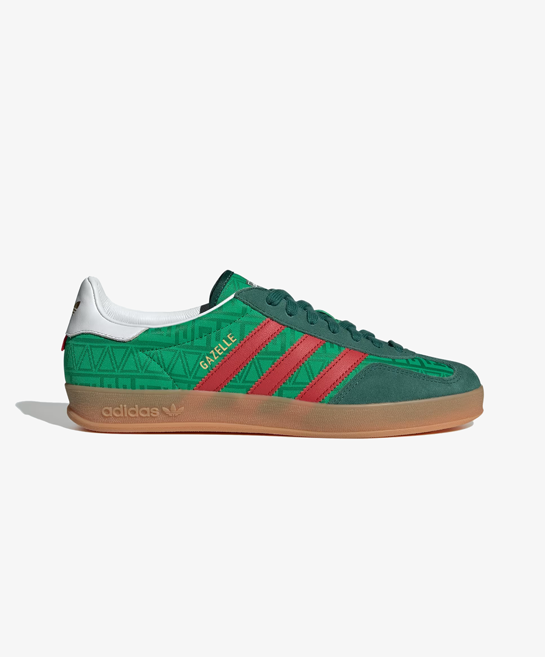 ADIDAS ORIGINALS | GAZELLE INDOOR { GREEN/BETTER SCARLET/COLLEGIATE GREEN