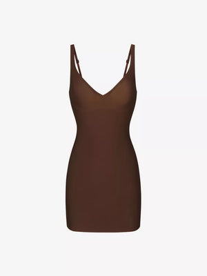 SKIMS Foundations fitted stretch-woven mini dress- Cocoa