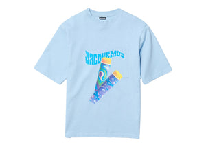 Jacquemus Le T-Shirt Paisley Sorbet Logo Boxy Fit T-Shirt Print Sorbet Blue