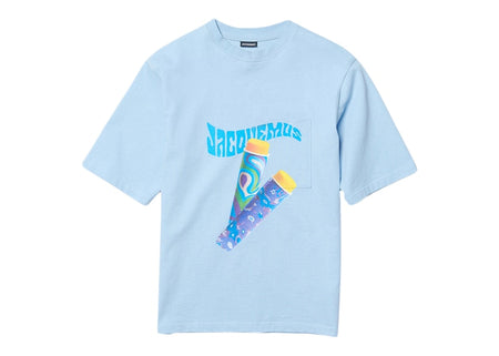Jacquemus Le T-Shirt Paisley Sorbet Logo Boxy Fit T-Shirt Print Sorbet Blue