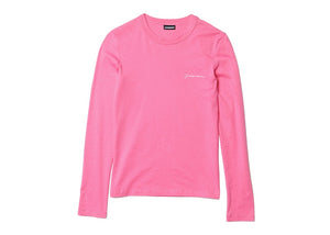 Jacquemus Women's Le T-Shirt Brode Manches Longues T-Shirt Dark Pink