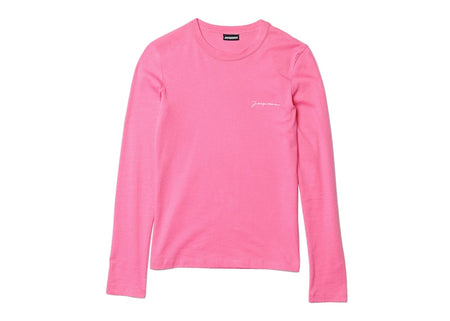 Jacquemus Women's Le T-Shirt Brode Manches Longues T-Shirt Dark Pink