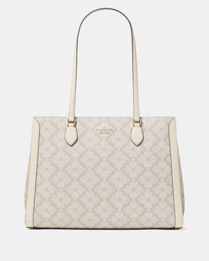 KateSpade Signature Spade Flower East West Large Laptop Tote Dark Beige Multi