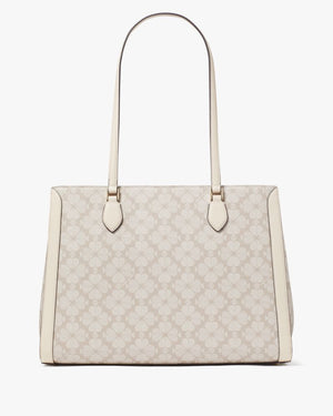 KateSpade Signature Spade Flower East West Large Laptop Tote Dark Beige Multi