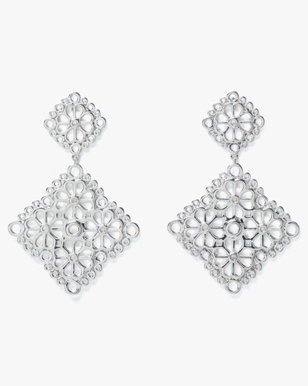 Spade Flower Lace Drop Earrings