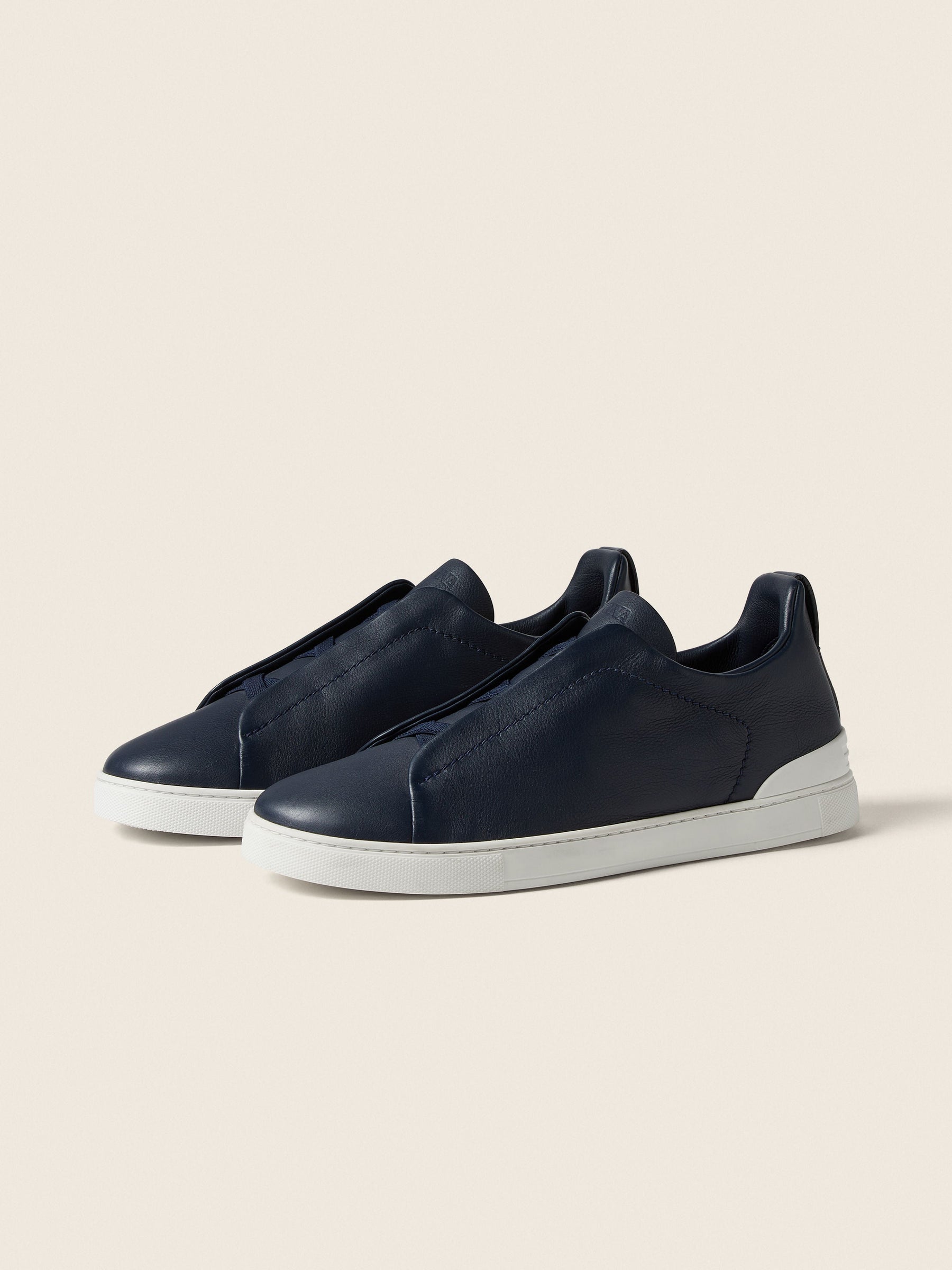 Zegna Blue Triple Stitch Secondskin Sneakers
