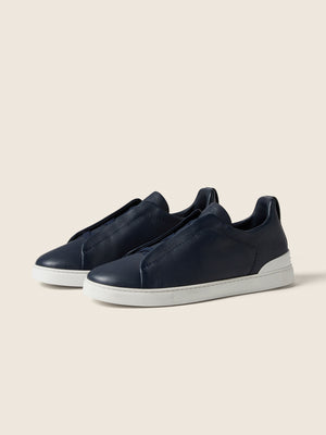 Zegna Blue Triple Stitch Secondskin Sneakers