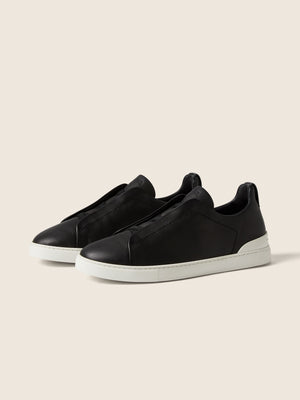 Zegna Black Triple Stitch Secondskin Sneakers
