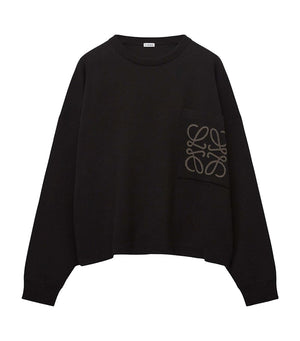 LOEWE Anagram Pocket Cotton And Viscose Sweater Black