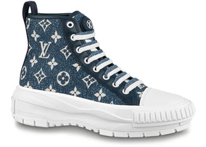 Louis Vuitton Squad Boot Monogram Denim Navy Blue White (Women'S)