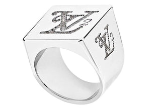 Louis Vuitton x Nigo Squared Strass Ring Silver