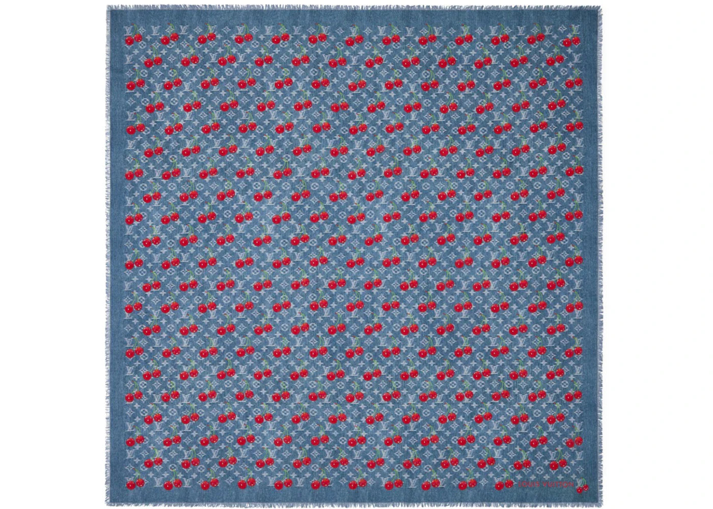 Louis Vuitton x Takashi Murakami Denim Cherry Shawl Blue Denim