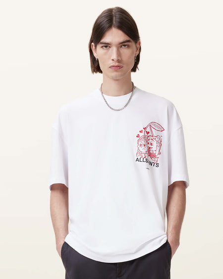 Break Up Oversized Crew Neck T-Shirt (Optic White)