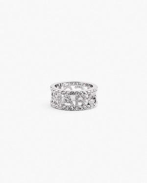 Marc Jacobs Marc Jacobs The Monogram Pave Ring Silver/Crystal Silver/crystal
