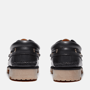 Timberland Authentic 3-Eye Lug Handsewn Boat Shoe Black Full-Grain Men'S
