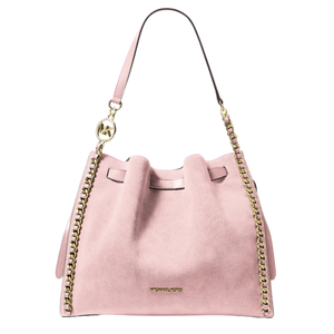 Michael Kors Mina Large Suede Chain Shoulder Bag Powder Blush