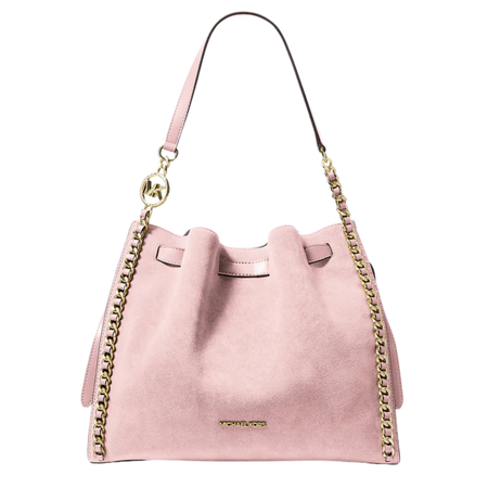 Michael Kors Mina Large Suede Chain Shoulder Bag Powder Blush