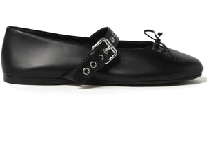 Miu Miu Leather Ballerina Nero (Women's)
