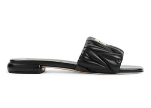 Miu Miu Logo Detailed Slip-On Sandals Black (Women's)