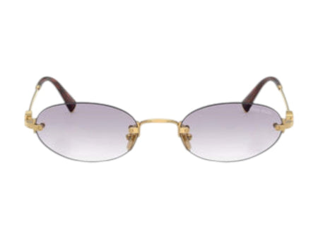 Miu Miu Oval Sunglasses Gold/Clear Gradient Dark Gray (0MU A54S 5AK04O)