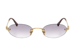 Miu Miu Oval Sunglasses Gold/Clear Gradient Dark Gray (0MU A54S 5AK04O)