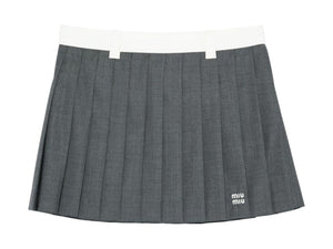 Miu Miu Pleated Mini Skirt Grey