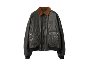 Miu Miu Resin Finished Bomber Jacket Black