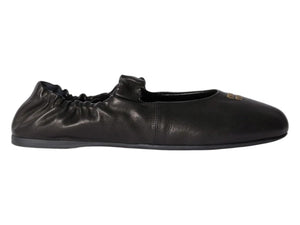 Miu Miu Ruches Nappa Leather Ballerinas Black (Women's)