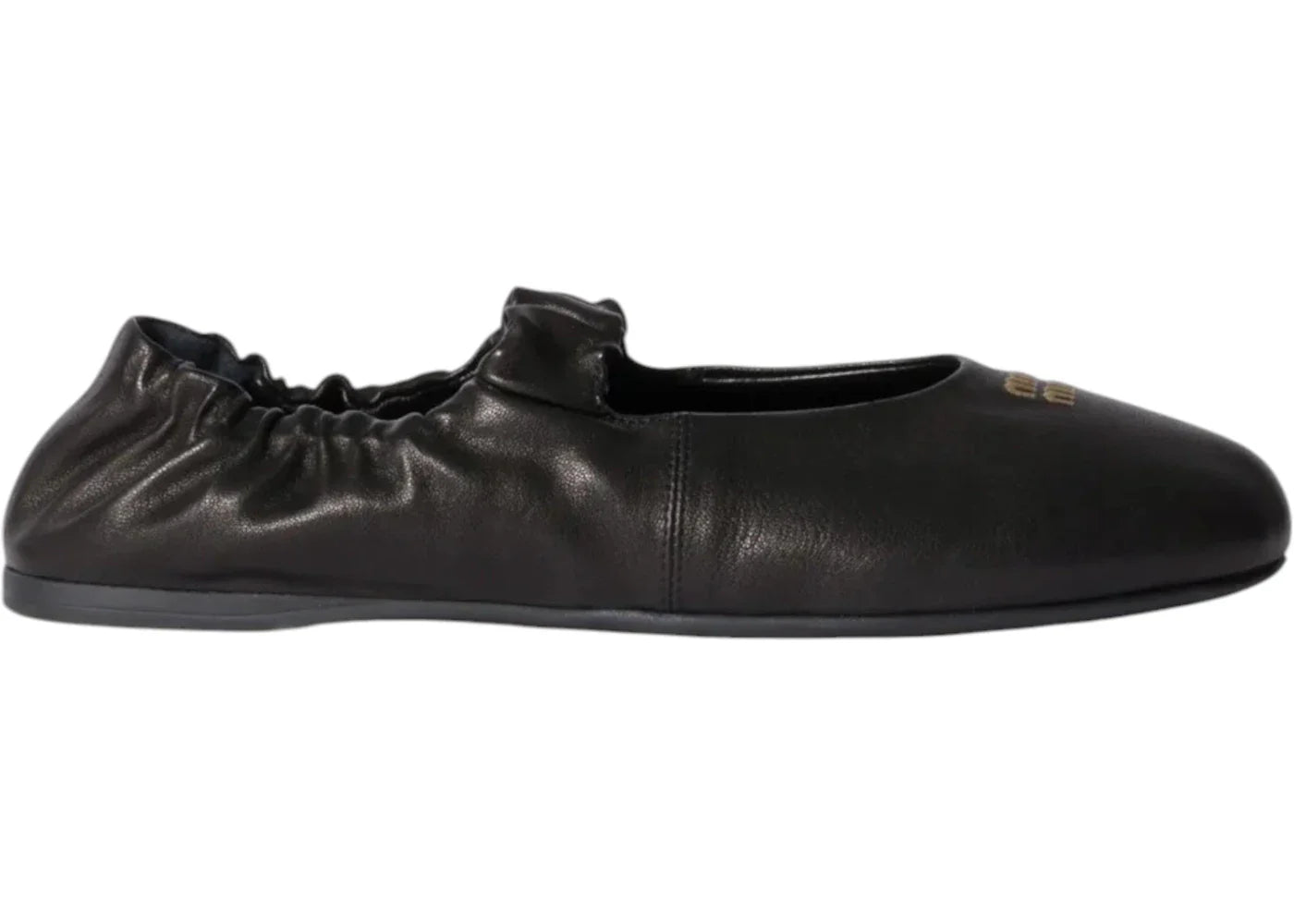 Miu Miu Ruches Nappa Leather Ballerinas Black (Women's)