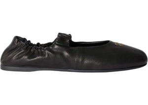 Miu Miu Ruches Nappa Leather Ballerinas Black (Women's)