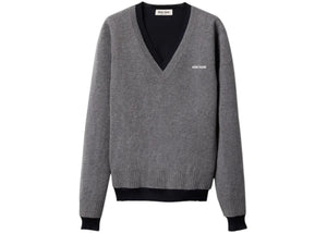 Miu Miu Silk Cashmere V-Neck Sweater Grigio Blu
