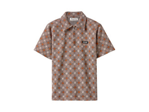 Miu Miu Silk Check Polo Shirt Tabacco
