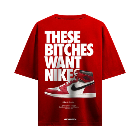 Myugen Nike Bitches Oversized T-Shirt Red
