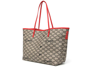 Off-White Arrows Logo Print Tote Bag Taupe/Red