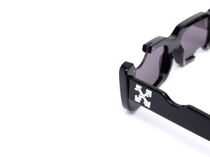 OFF-WHITE Cady Cut-Out Rectangular Frame Sunglasses Black/White/Grey (SS22) (OERI006C99PLA0011007)