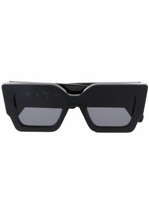 OFF-WHITE Catalina Rectangular Frame Sunglasses Black/Dark Grey/Gold (OERI003Y21PLA0011007 / OERI003C99PLA0011007)