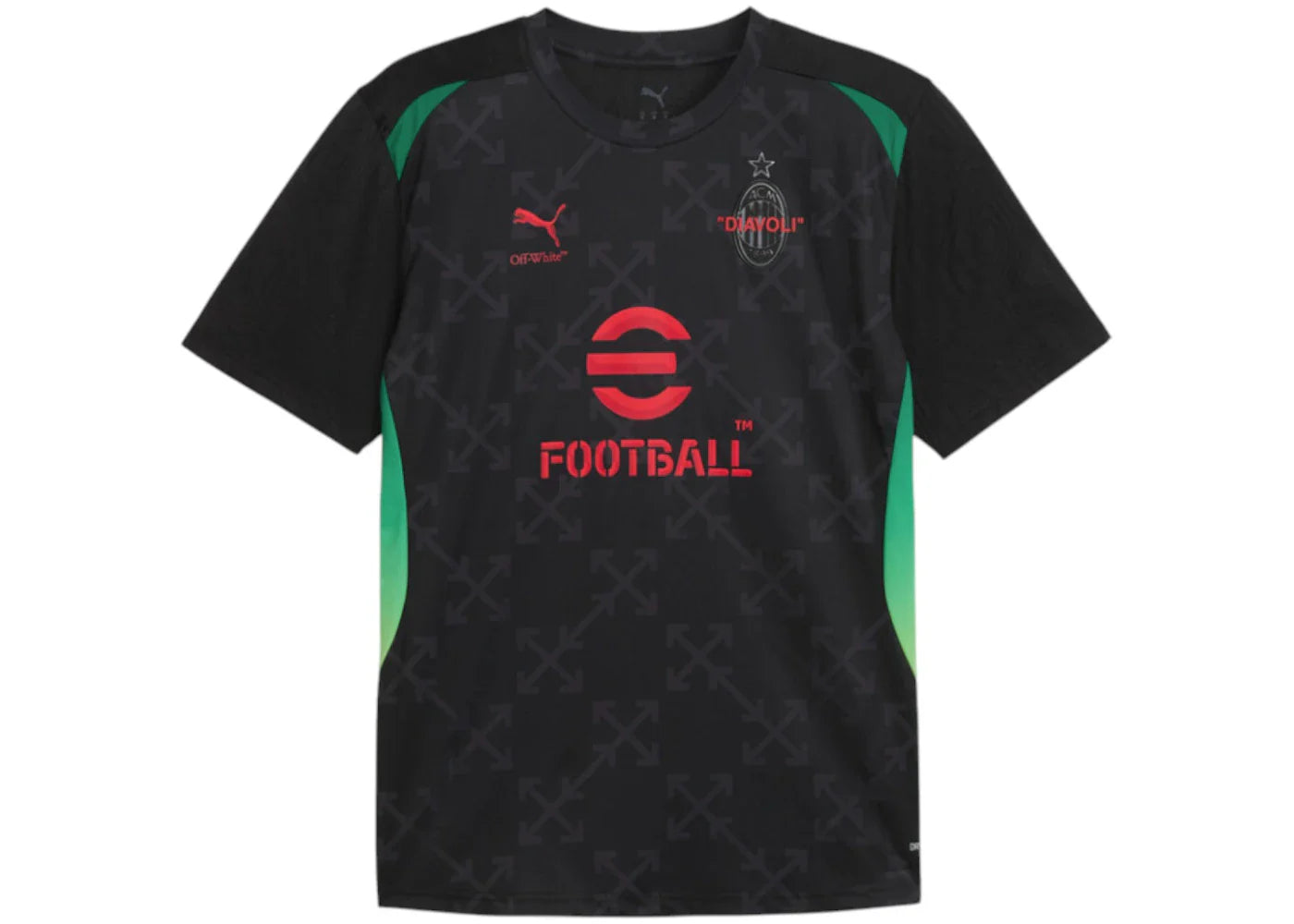 OFF-WHITE x Puma AC Milan Pre-Match S/S Jersey Black/Red