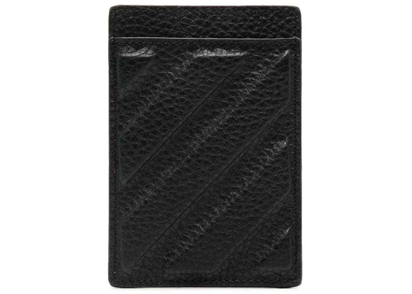 Off-White Diag Stripe Leather Card Holder Black