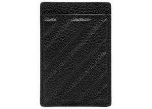 Off-White Diag Stripe Leather Card Holder Black