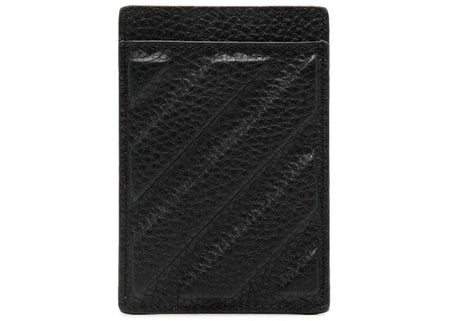 Off-White Diag Stripe Leather Card Holder Black