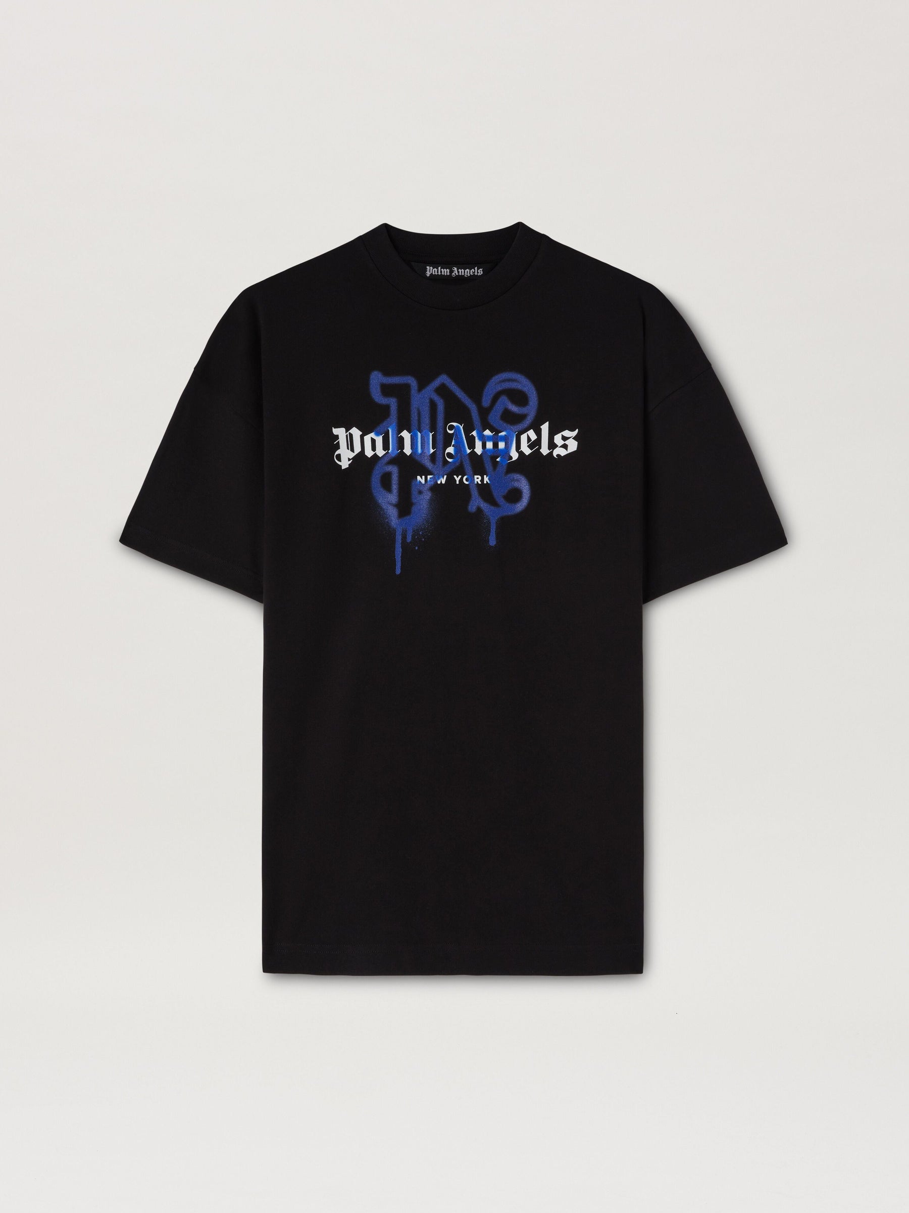 NY MONOGRAM SPRAY TEE BLACK