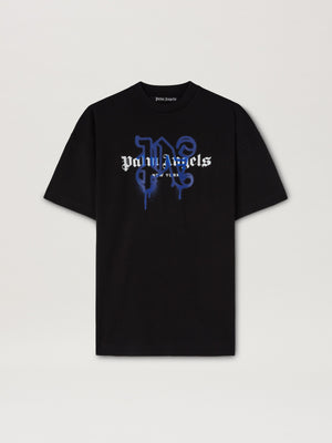 NY MONOGRAM SPRAY TEE BLACK