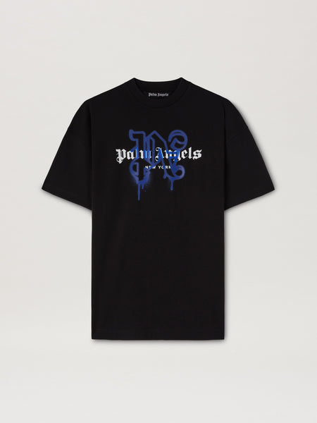 NY MONOGRAM SPRAY TEE BLACK