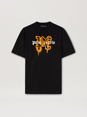 Roma Monogram Spray T-Shirt BLACK ORANGE