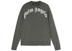 Palm Angels Gd Curved Logo Crewneck Sweater Grey