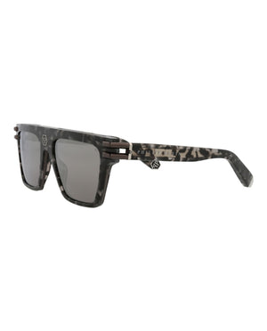 Philipp Plein Aviator-Frame Acetate Sunglasses Black Black Smoke (SPP108V-56-721X)