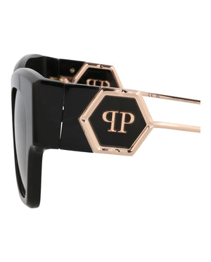 Philipp Plein Cat Eye-Frame Acetate Sunglasses Black Black Smoke (SPP120M-53-0700)