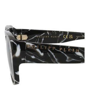 Philipp Plein Square-Frame Acetate Sunglasses Black Black Smoke (SPP081-55-0Z21)